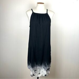 Go > GoSilk Black Halter Dress with Tie Dye Hem Size Small